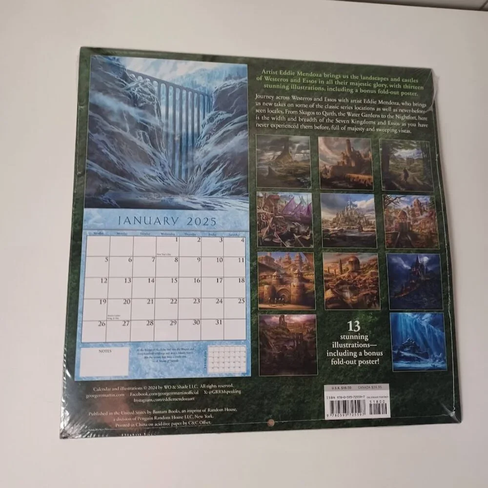 George R.R. Martin NEW A Song of Ice and Fire 2025 Calendar -Sealed